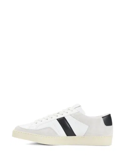 Tom Ford Panelled Suede And Grained Leather Sneakers In White