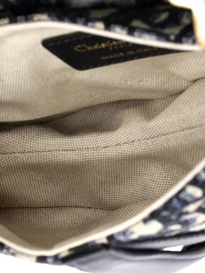 Pre-owned Dior Saddle Handbag Oblique Canvas Mini Shoulder Bag In Blue