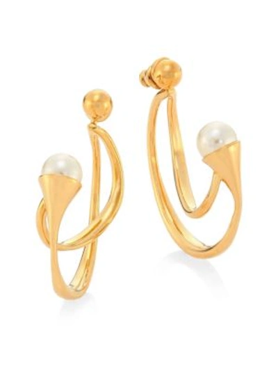 Chloé Darcey Swarovski Pearl Hoop Earrings In Gold