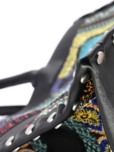 Pre-owned Dior Book Embroidered Studded Leather Large Tote Bag In Black