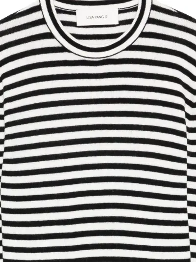 Lisa Yang Vivian Striped Cotton And Cashmere Top In Black