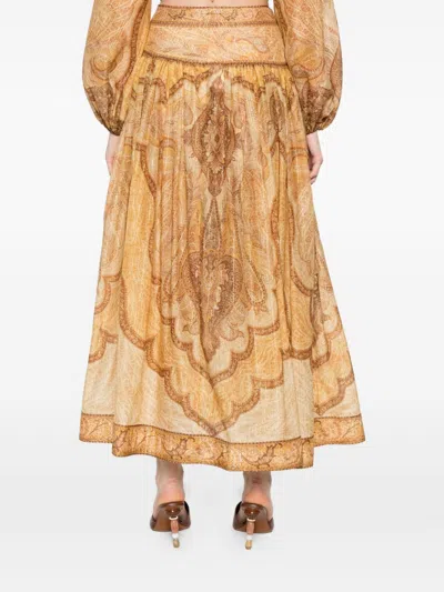Zimmermann Wanderlust Gathered Printed Cotton-blend Maxi Skirt In Neutral