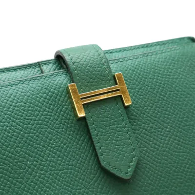 Pre-owned Hermes Bambou Epsom Leather Wallet (bi-fold) () In Green