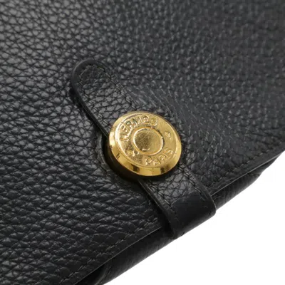 Pre-owned Hermes Black Togo Leather Long Bill Wallet (bi-fold) ()