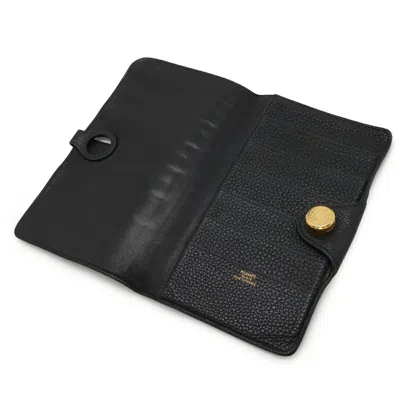 Pre-owned Hermes Black Togo Leather Long Bill Wallet (bi-fold) ()