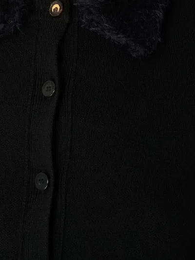 Marine Serre Wool Cropped Cardigan In Black