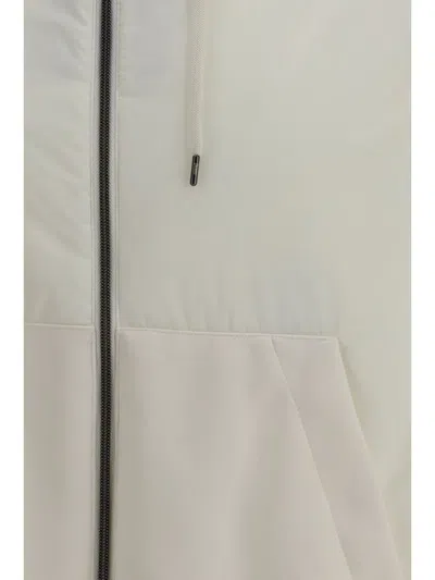 Herno Zip-up Drawstring Hooded Jacket In White