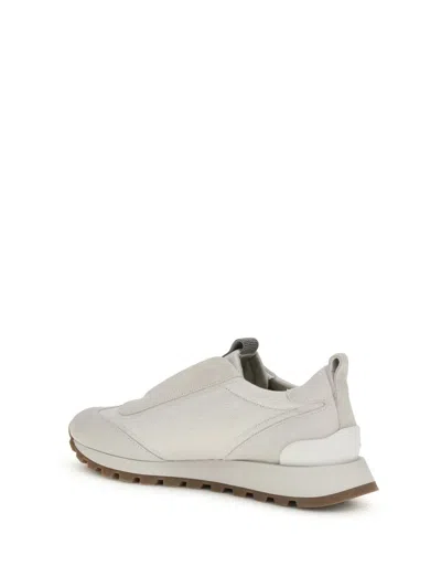 Brunello Cucinelli Sneakers In Canvas E Camoscio Con Precious Detail In Multi