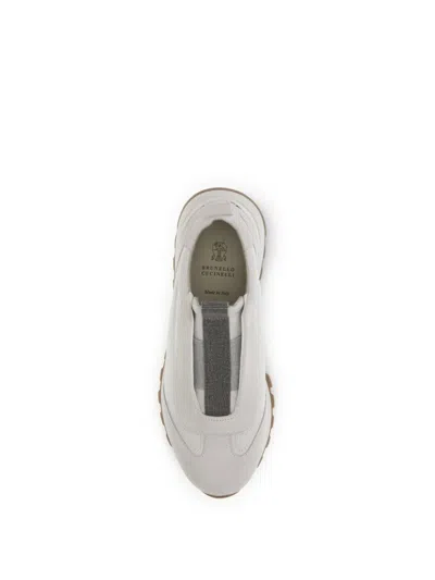 Brunello Cucinelli Sneakers In Canvas E Camoscio Con Precious Detail In Multi