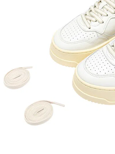 Autry Medalist Platform Sneakers In White And Leopard Leather In White