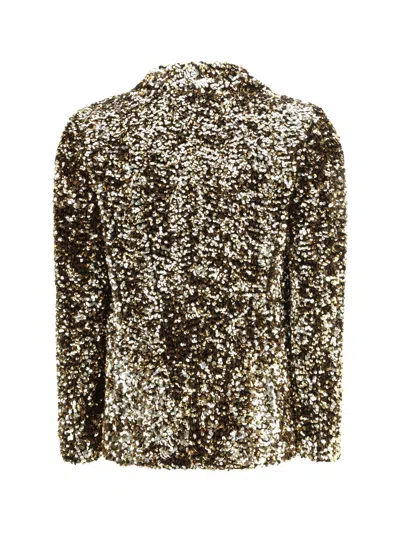 Ella Single-breasted Jacket With Sequins In Gold