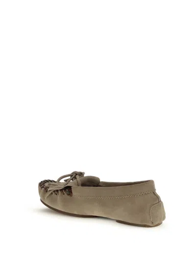 Paris Texas Loafers In Stone Calf Suede Leather In Brown