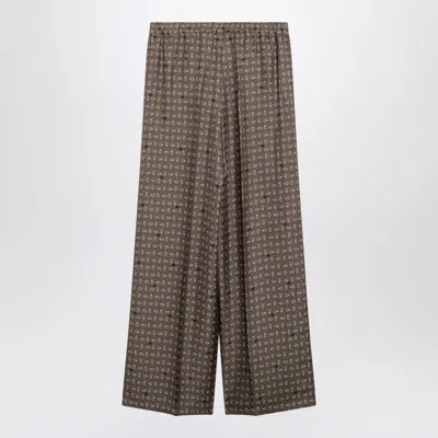 Max Mara Vischio Printed Silk Satin Wide-leg Pants In Black