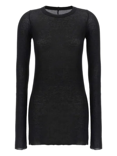 Rick Owens Ribbed Raw-cut Detail T-shirt In Black