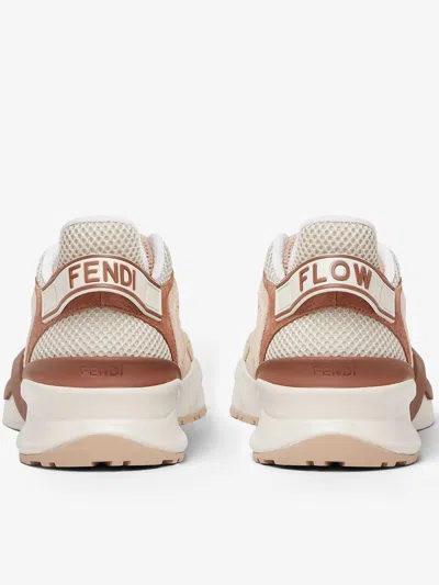 Fendi Mesh Flow Sneakers Perforated Design Pull Tab In Neutral