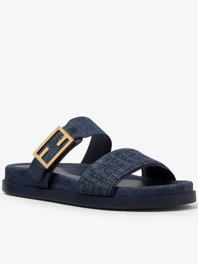 Fendi Feel Denim Shoes In Blue