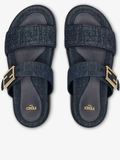 Fendi Feel Denim Shoes In Blue