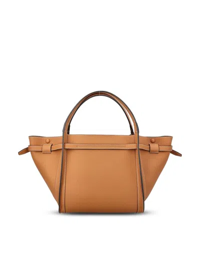 Tod's Hammered Leather Tote Bag Medium Size In Brown