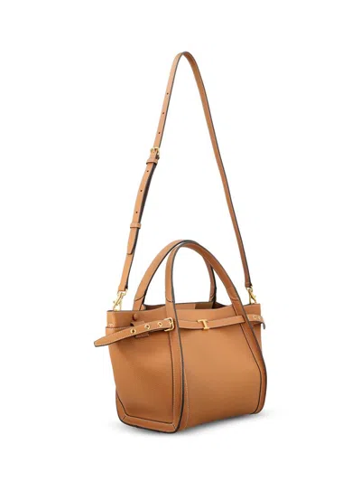 Tod's Hammered Leather Tote Bag Medium Size In Brown