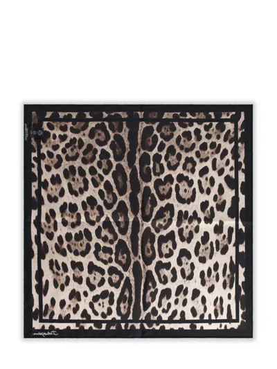 Dolce & Gabbana Leopard-print Silk Scarf Women In Brown