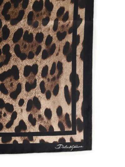 Dolce & Gabbana Leopard-print Silk Scarf Women In Brown