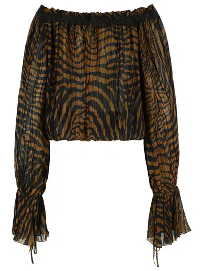 Blumarine Viscose Blouse Off Shoulder Long Sleeves In Multi