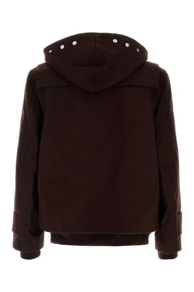 Sacai Brown Wool Melton Bomber Jacket In Brown