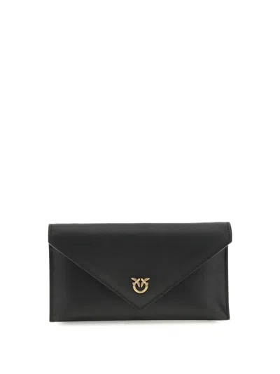 Pinko Black Calf Leather Bos Taurus Shoulder Bag In Black
