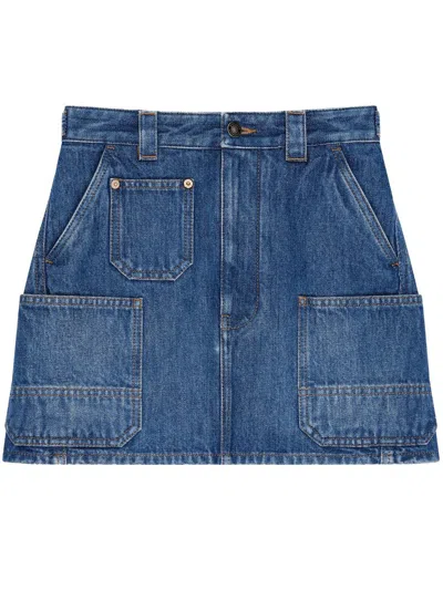 Givenchy Denim Skirt Featuring Belt Loops Pockets Stitching In Blue