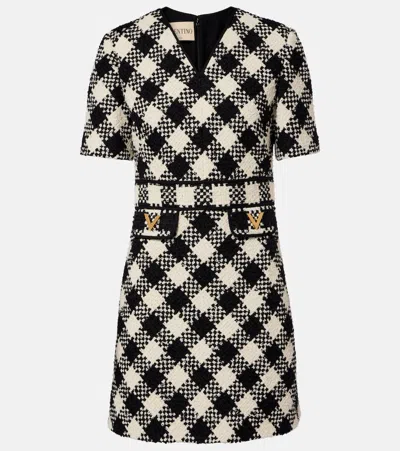 Valentino Vgold Checked Tweed Minidress In Multi