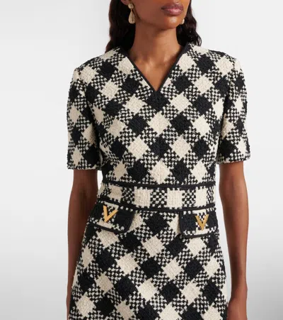 Valentino Vgold Checked Tweed Minidress In Multi