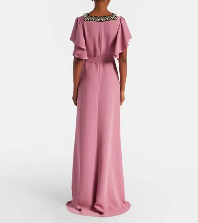 Valentino Cady Couture Embellished Belted Gown In Pink