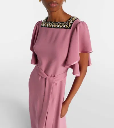 Valentino Cady Couture Embellished Belted Gown In Pink