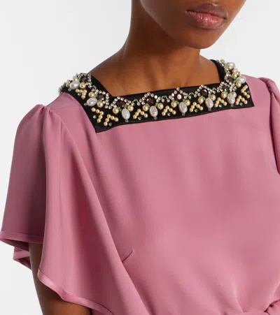 Valentino Cady Couture Embellished Belted Gown In Pink