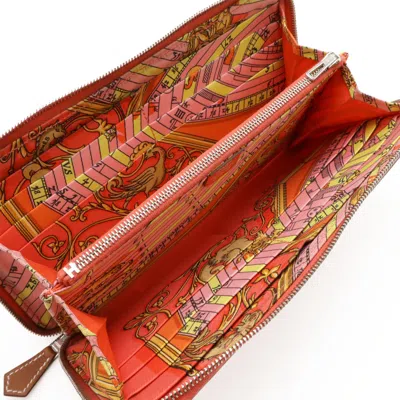 Pre-owned Hermes Pink Rose Jaipur Epsom Leather Silk Long Wallet (bi-fold) ()