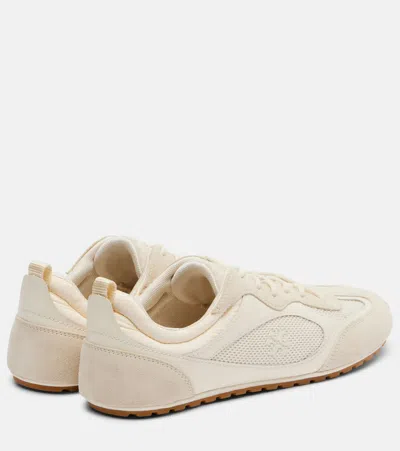 Tory Burch Cream Calf Leather Bos Taurus Low Top Sneakers In Neutral