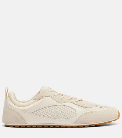 Tory Burch Cream Calf Leather Bos Taurus Low Top Sneakers In Neutral