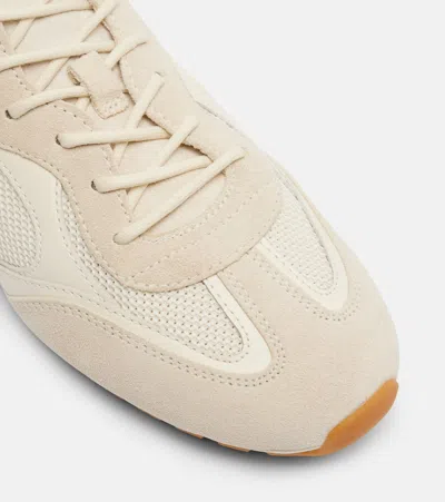 Tory Burch Cream Calf Leather Bos Taurus Low Top Sneakers In Neutral