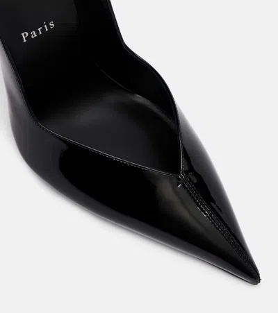 Christian Louboutin Black Patent Leather Erozee Pumps With Ankle Strap In Black