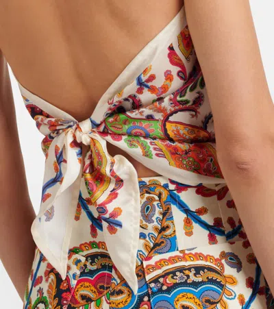 Etro Women Silk Top With American Neckline And Floral Paisley Pattern In Multi