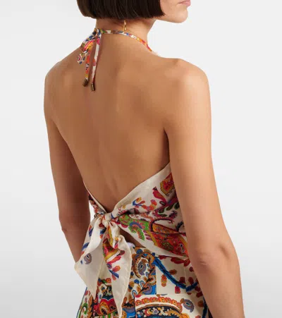 Etro Women Silk Top With American Neckline And Floral Paisley Pattern In Multi