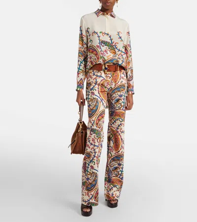 Etro Stretch Mid-rise Bootcut Jeans In Animal Print