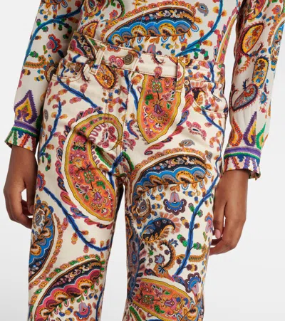 Etro Stretch Mid-rise Bootcut Jeans In Animal Print