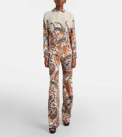 Etro Stretch Mid-rise Bootcut Jeans In Animal Print