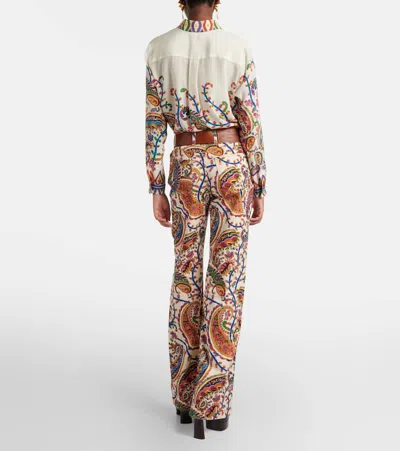 Etro Stretch Mid-rise Bootcut Jeans In Animal Print