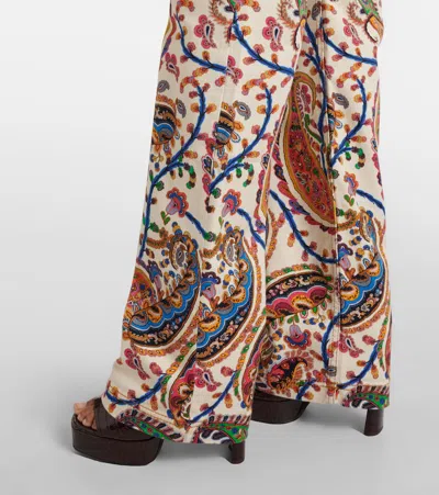 Etro Stretch Mid-rise Bootcut Jeans In Animal Print