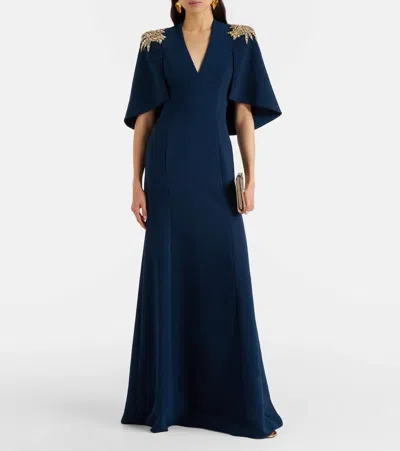 Jenny Packham Star Shower Rhinestone-embellished Maxi Dress In Blue