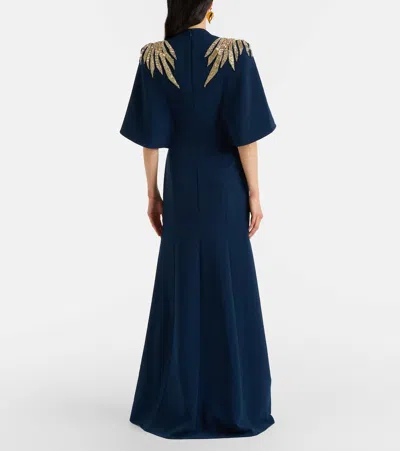 Jenny Packham Star Shower Rhinestone-embellished Maxi Dress In Blue