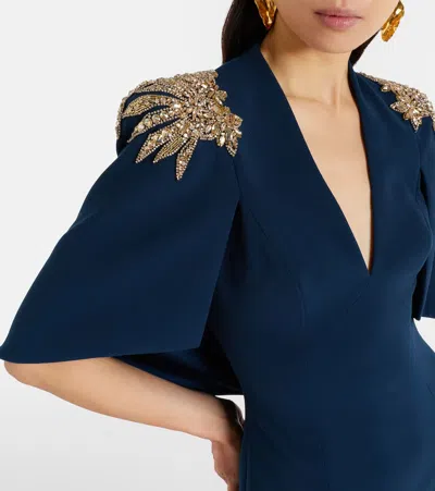 Jenny Packham Star Shower Rhinestone-embellished Maxi Dress In Blue