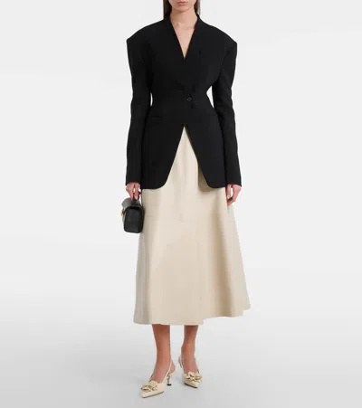 Jimmy Choo Latte Shiny Nappa Leather Slingbacks With Lace Corsage In Multi